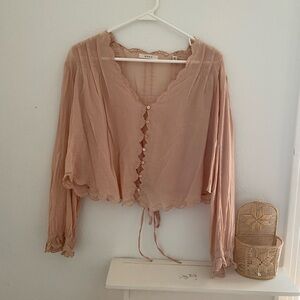 Doen Blush Button-Down Blouse Top